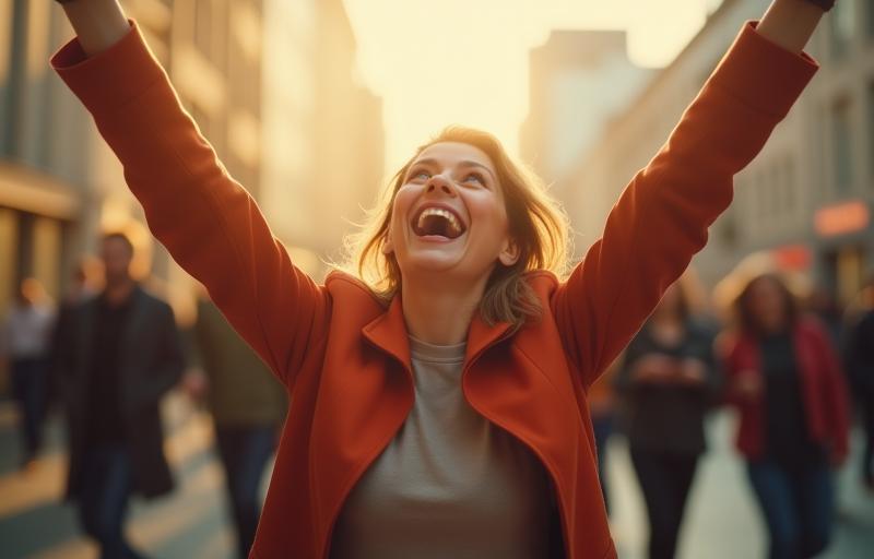 Person celebrating career success